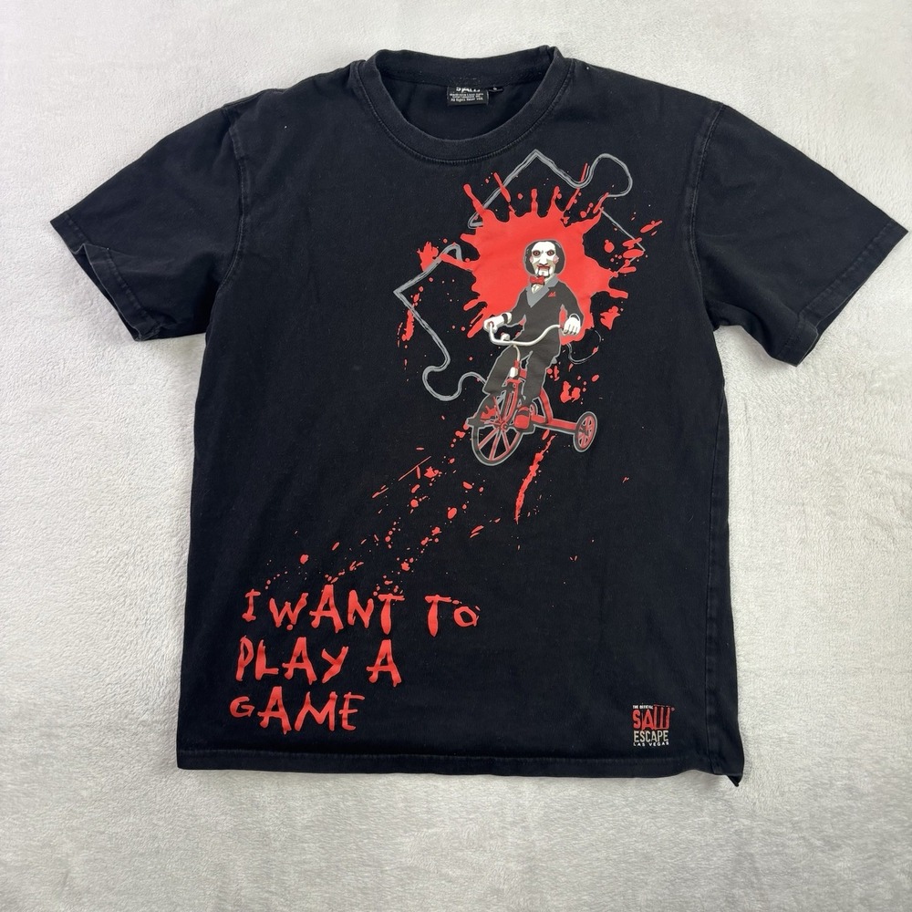 Saw Escape Las Vegas Horror Black Short Sleeve Graphic Shirt Men's Small